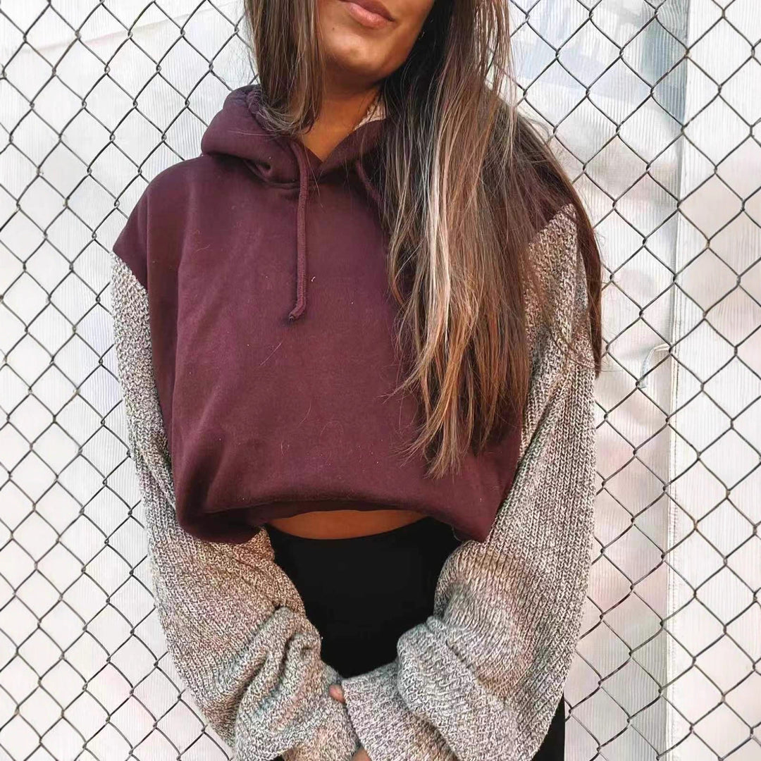 Sweat à capuche décontracté pour femmes avec des manches texturées Chic & Stil