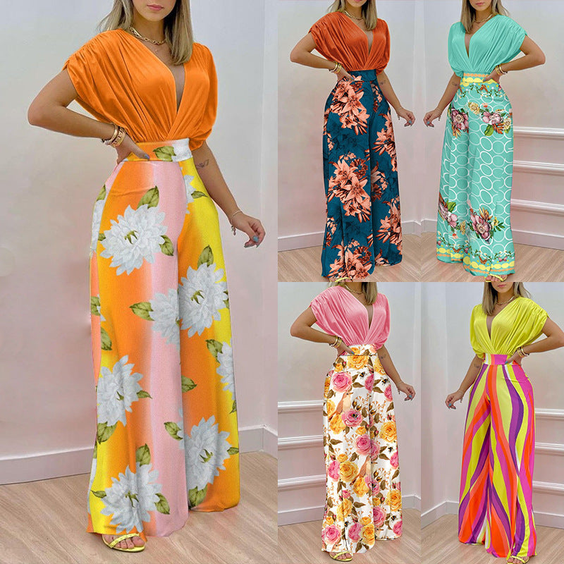 Combinaison élégante pour femmes avec décolleté en V profond et jambes larges Chic & Stil