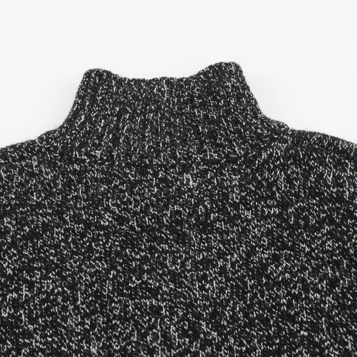 Women's Chunky Knit Zip Sweater with Stand-Up Collar and Ribbed Hem Amarae