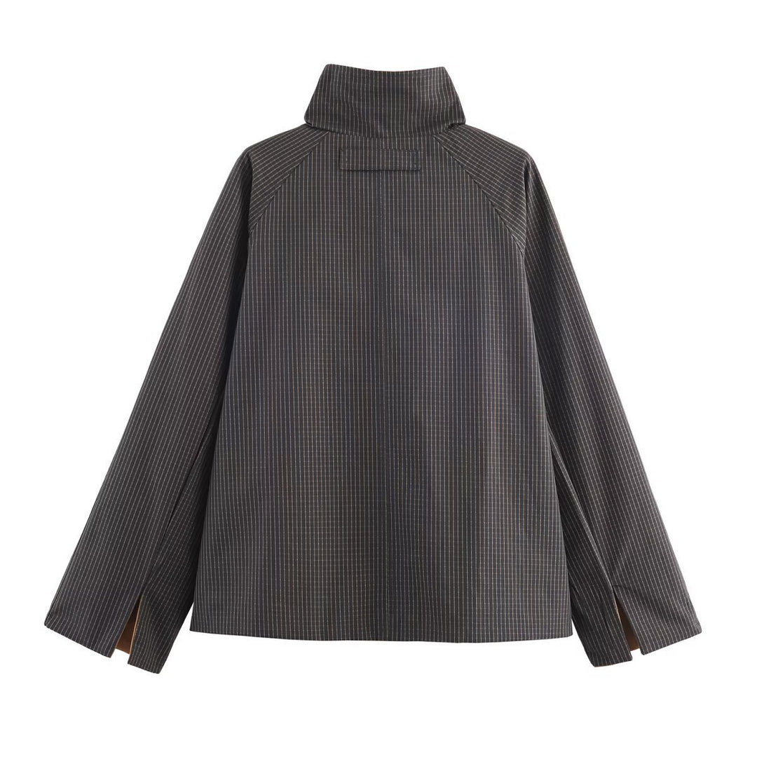 Elegant ladies' transitional jacket with decorative buttons and a modern high collar Lune London