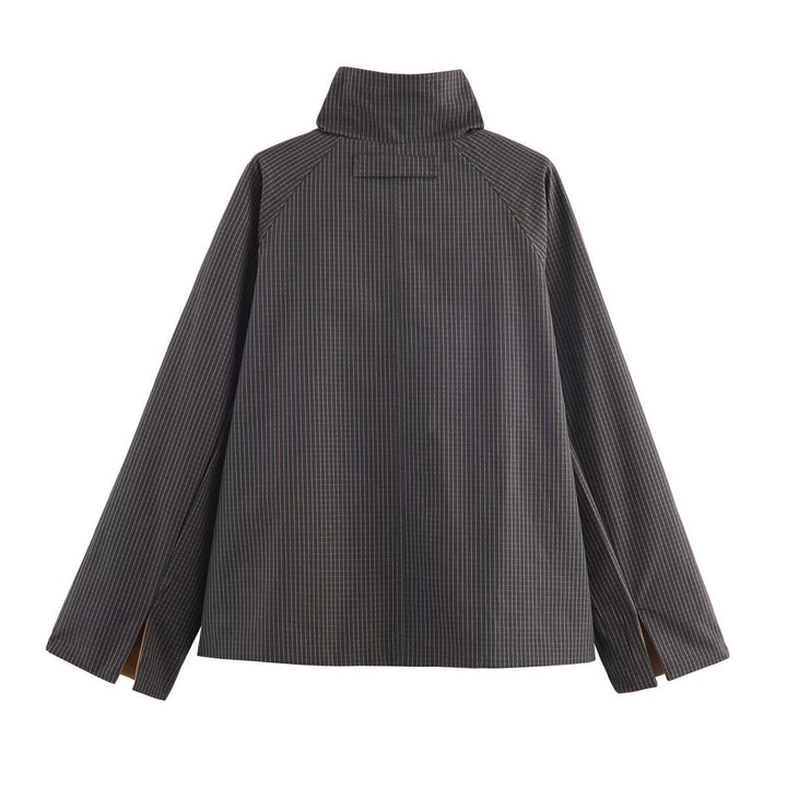 Elegant ladies' transitional jacket with decorative buttons and a modern high collar Lune London