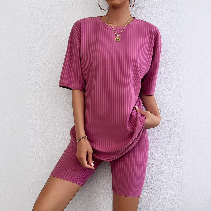 Ladies sporty short-sleeve dress with integrated cycling shorts Lune London