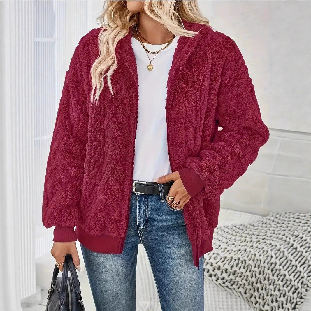 Fleece jacket for women with Lune London texture