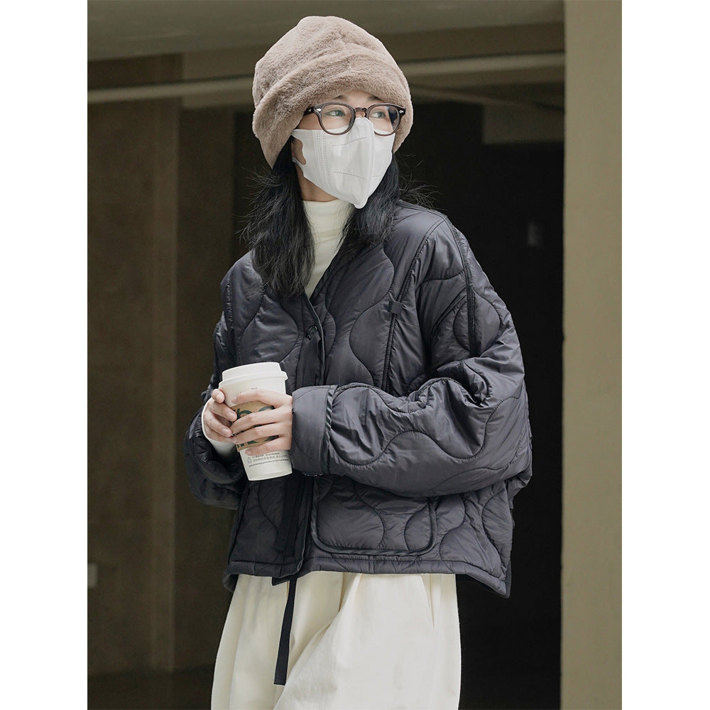 Women Short Cut Quilted Bomber Jacket with Light Padding Amarae