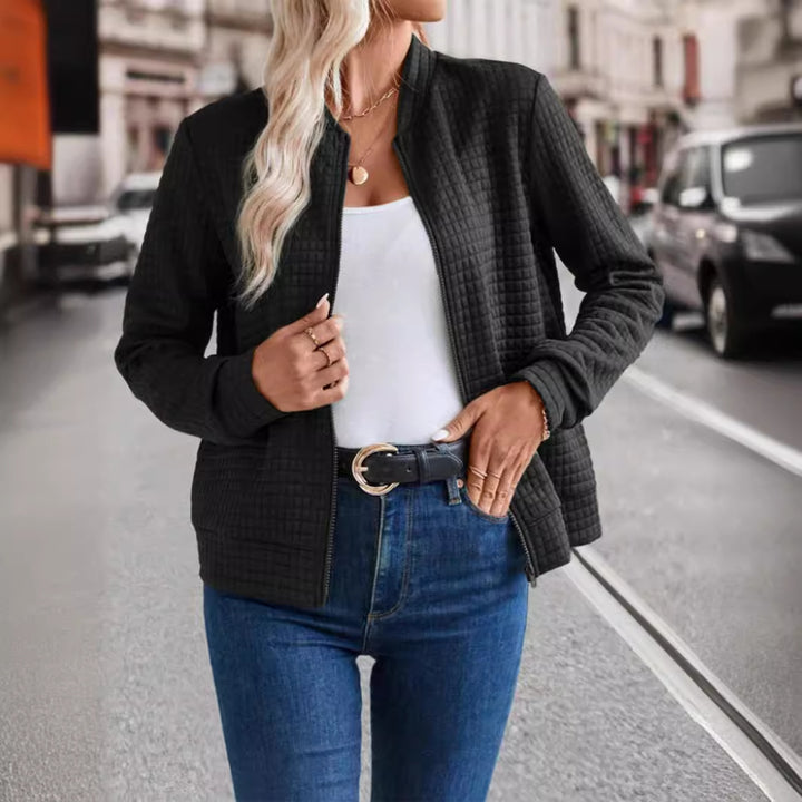 Ladies quilted leisure jacket with high collar and zipper Lune London