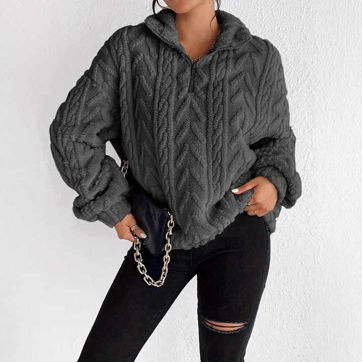Comfortable fleece sweater for women with zipper Lune London