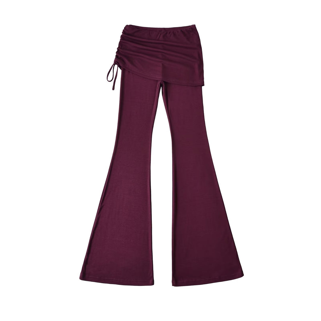 Women’s flared trousers with integrated mini skirt overlay and drawstring Amarae
