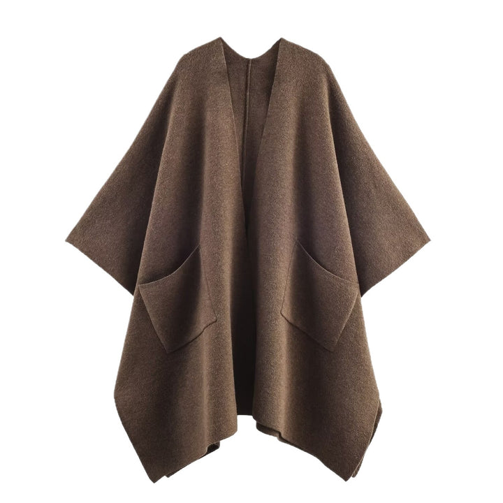 Ladies Poncho-Cardigan cozy with large pockets and warming wool blend Lune London