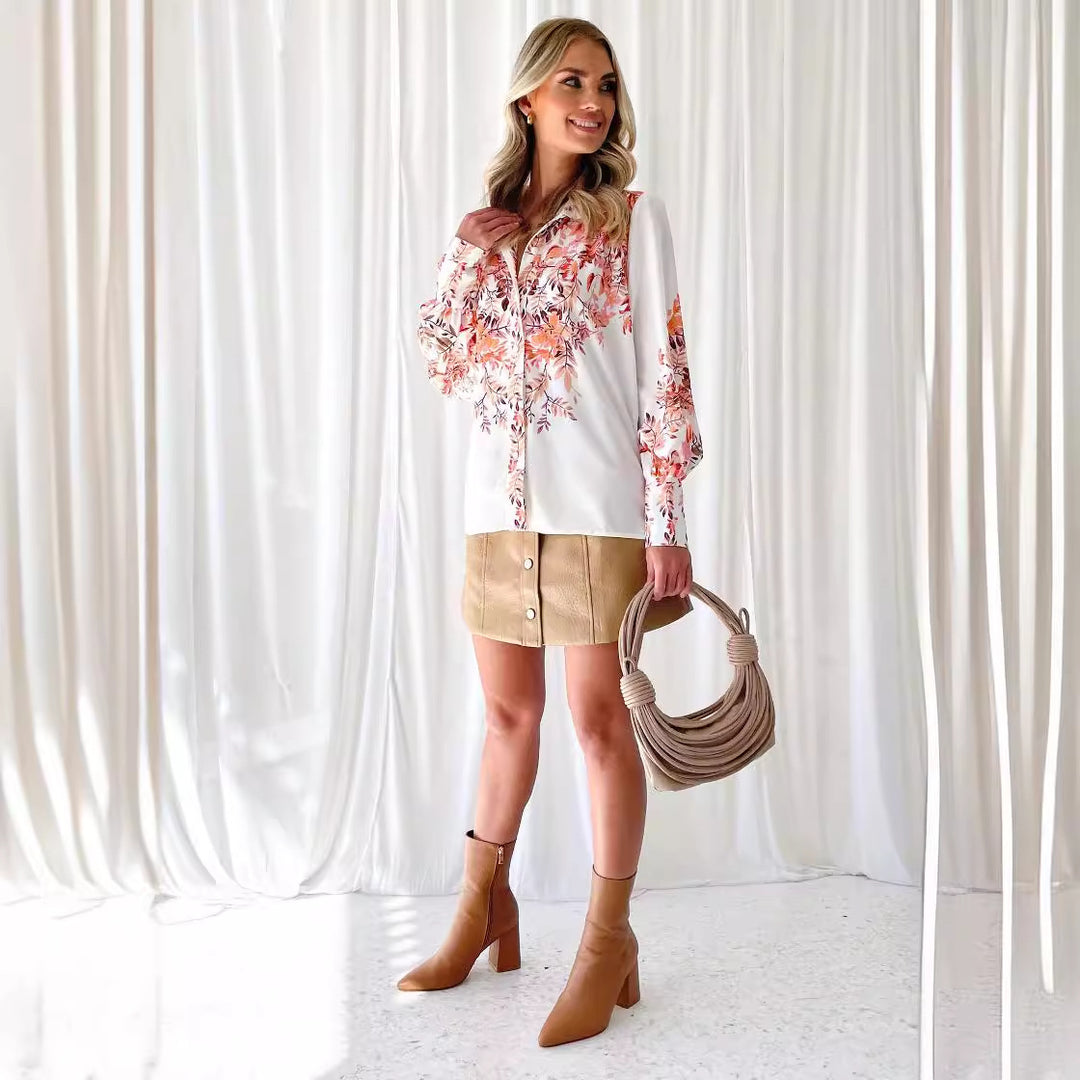 Chic and Stylish Floral Design Women's Blouse