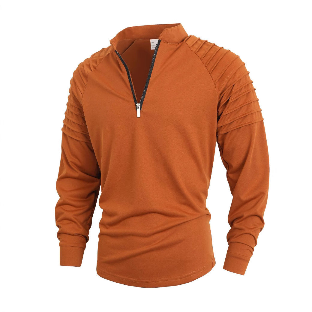 Men's long sleeve shirt with modern high collar and zipper Lune London