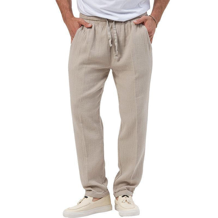 Casual linen pants for men with elastic waistband and practical side pockets Lune London