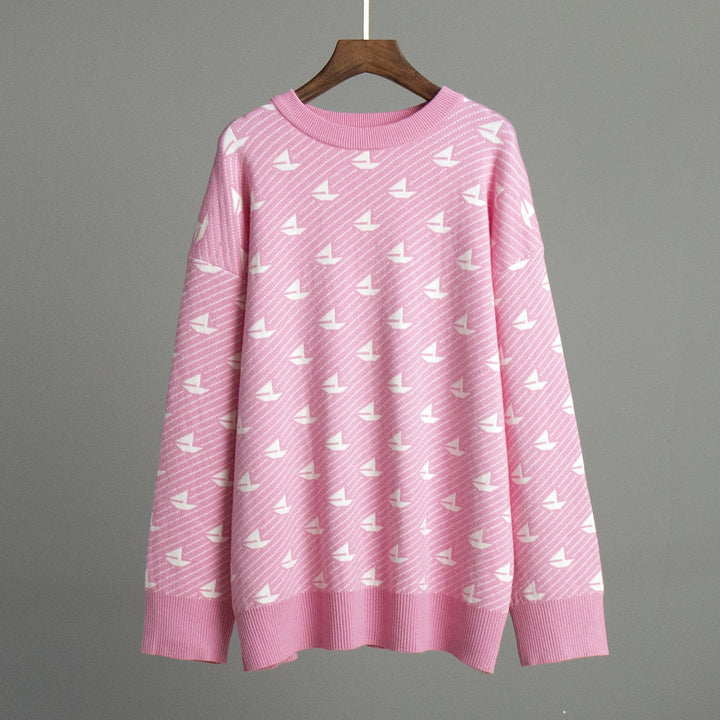 Sweater surdimensionné à motifs pour femmes en coton de haute qualité Chic & Stil