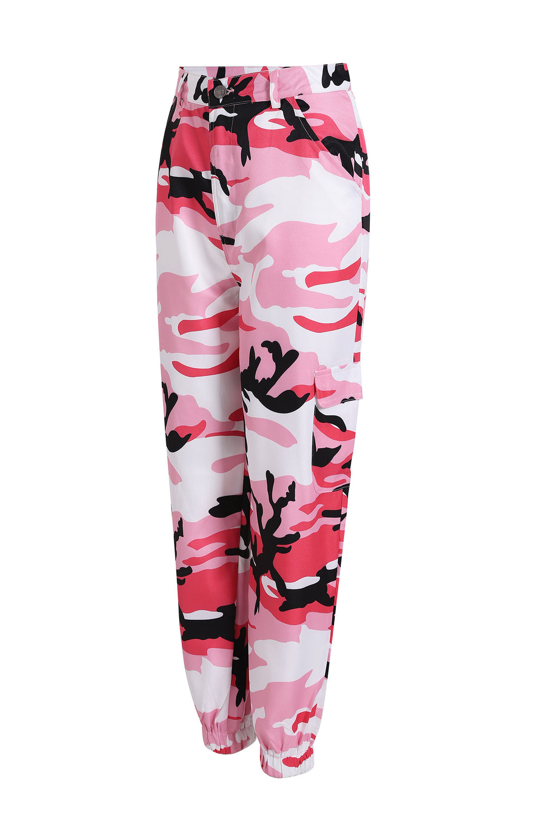 Women's cargo pants with elastic waistband and stylish camouflage design Lune London