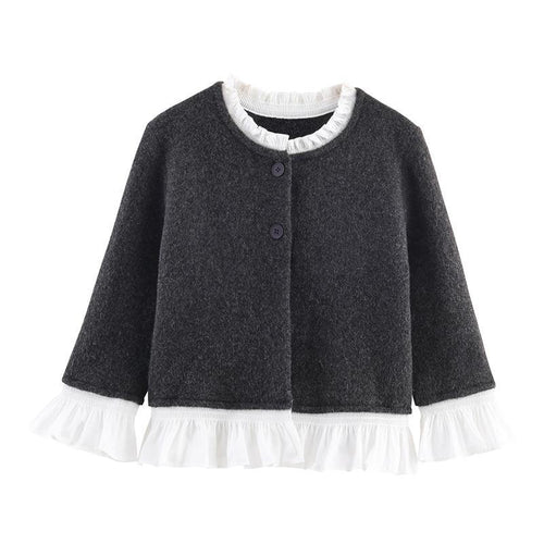 Short women's jacket with ruffles and button details Amarae