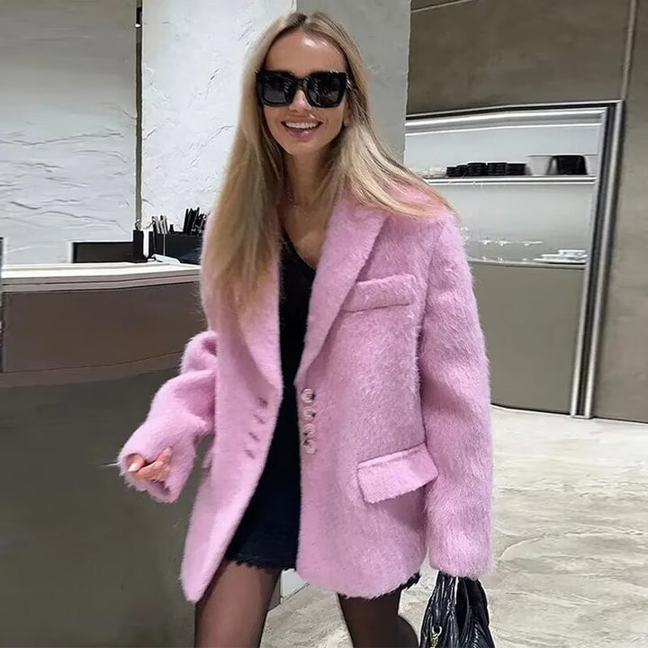 Dames Élégante Flair Veste avec Texture de Haute Qualité et Poches Pratiques Chic & Stil