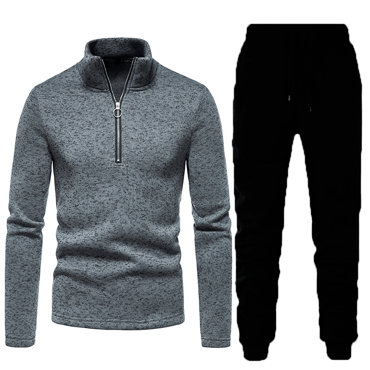 Men's sporty fleece training set with high collar and practical pockets Lune London