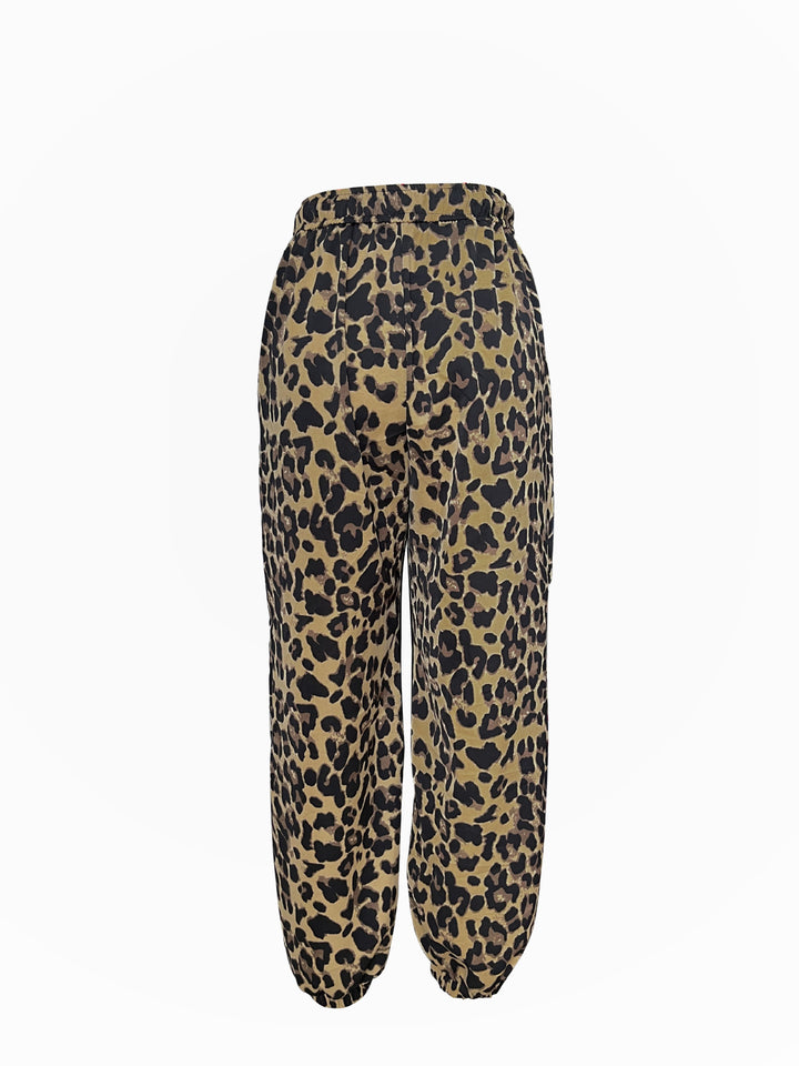 Leopard print leisure pants for women with elastic waist Lune London