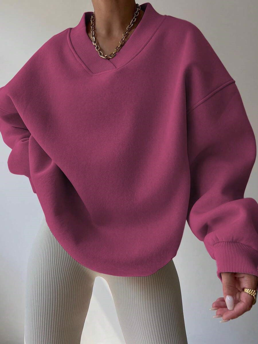 Oversized sweatshirt for women with deep V-neck and relaxed fit Lune London