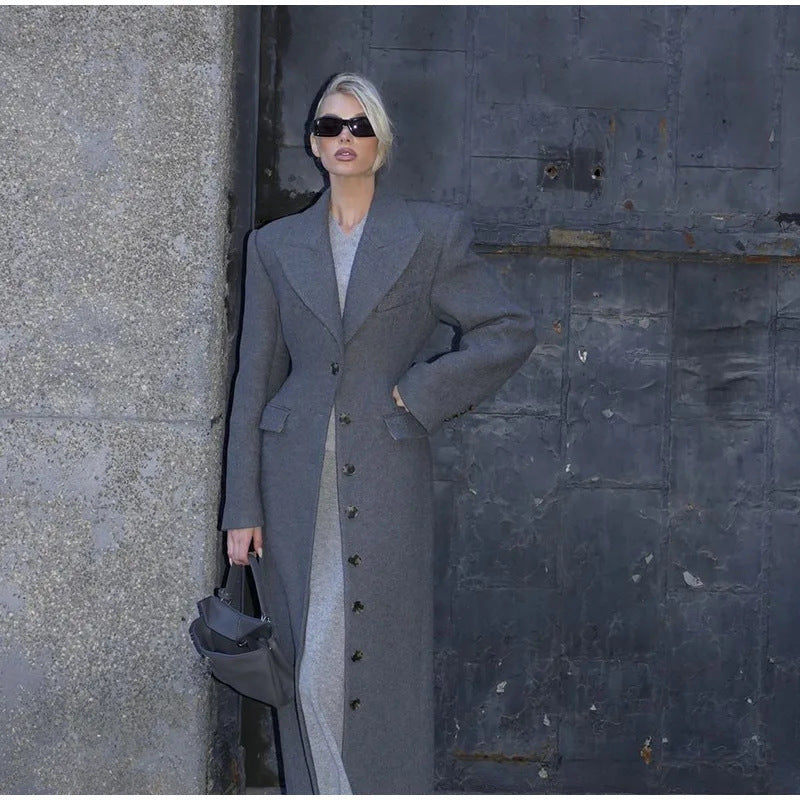 Women's Wool Coat with Elegant Fit and Decorative Button Details Amarae