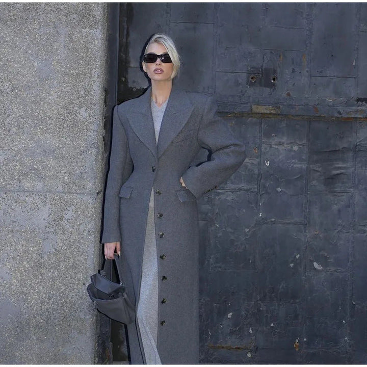 Women's Wool Coat with Elegant Fit and Decorative Button Details Amarae
