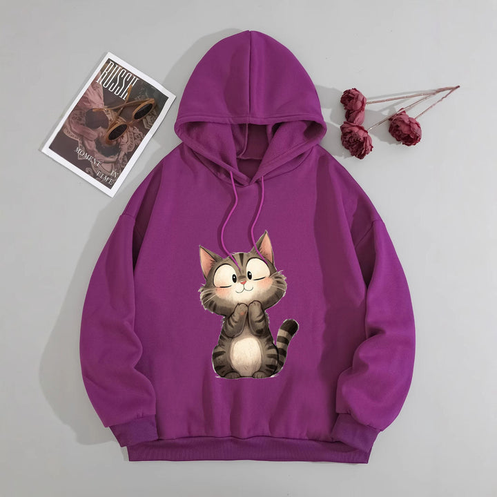 Women's Hoodie with Cute Cat Motif Chic & Stil