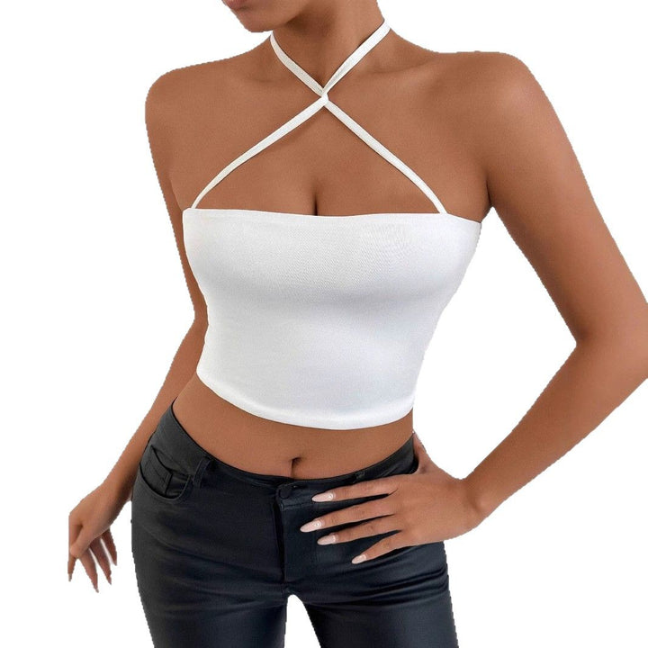 Women's crop top with crossed straps and fitted cut Lune London