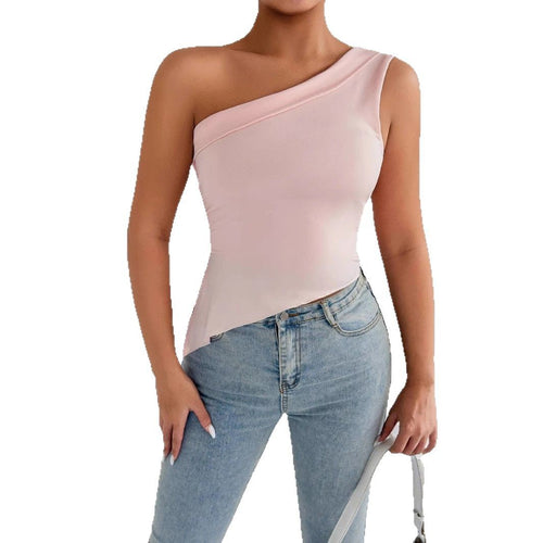 Women's asymmetrical top with off-the-shoulder design and elegant draping Amarae