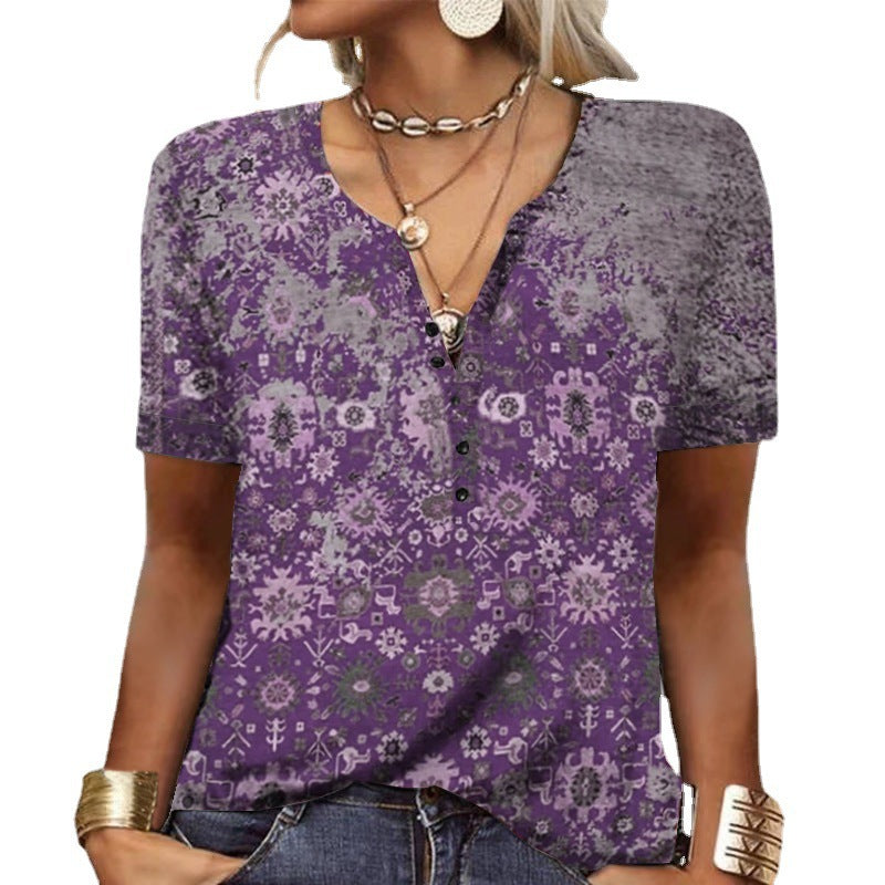 Women Printed Art Short Sleeve Top Lune London