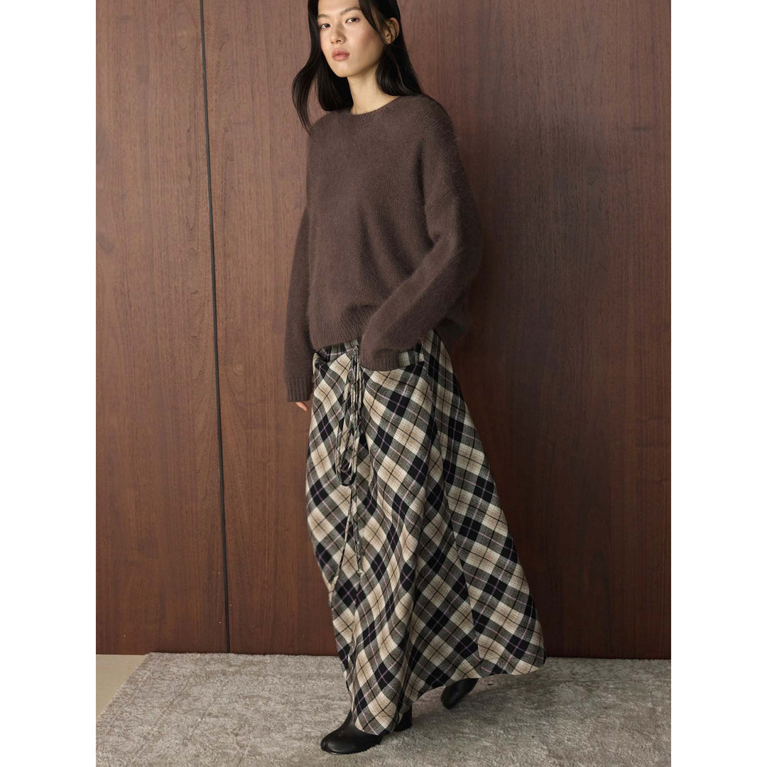 Women's chunky round neck pullover in mohair look with boxy silhouette Amarae