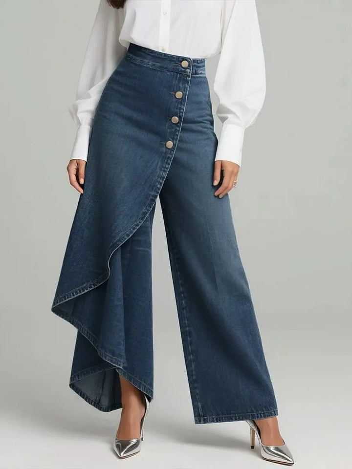 Women's denim skirt with asymmetric cut and button details Chic & Stil