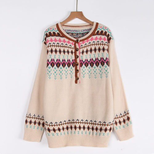 Pull en tricot pour femmes avec motif norvégien coloré Chic & Stil
