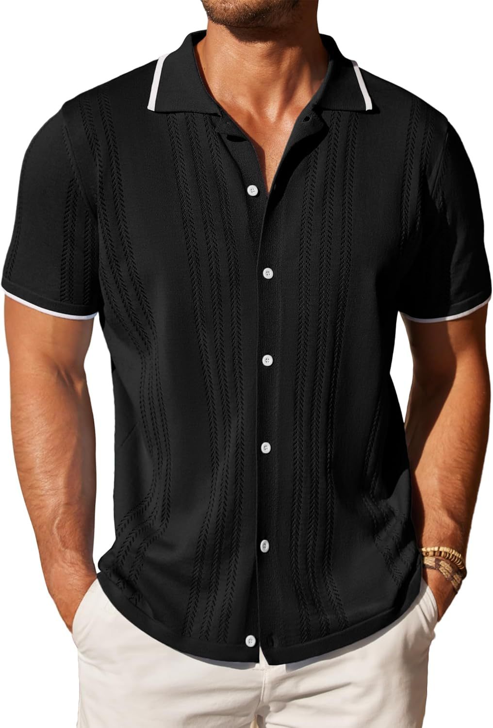 Short sleeve shirt for men with textured pattern Lune London