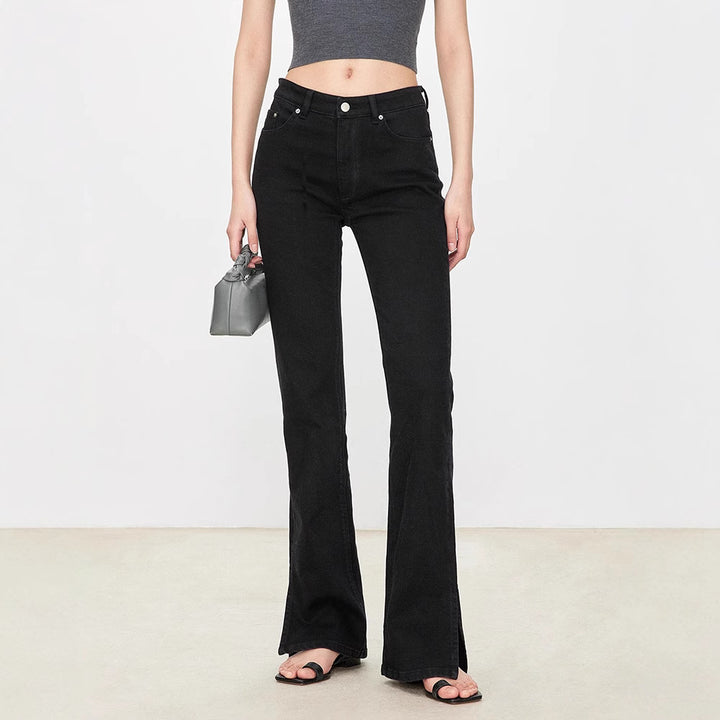 Jean bootcut pour femmes au style vintage avec taille haute Chic & Stil