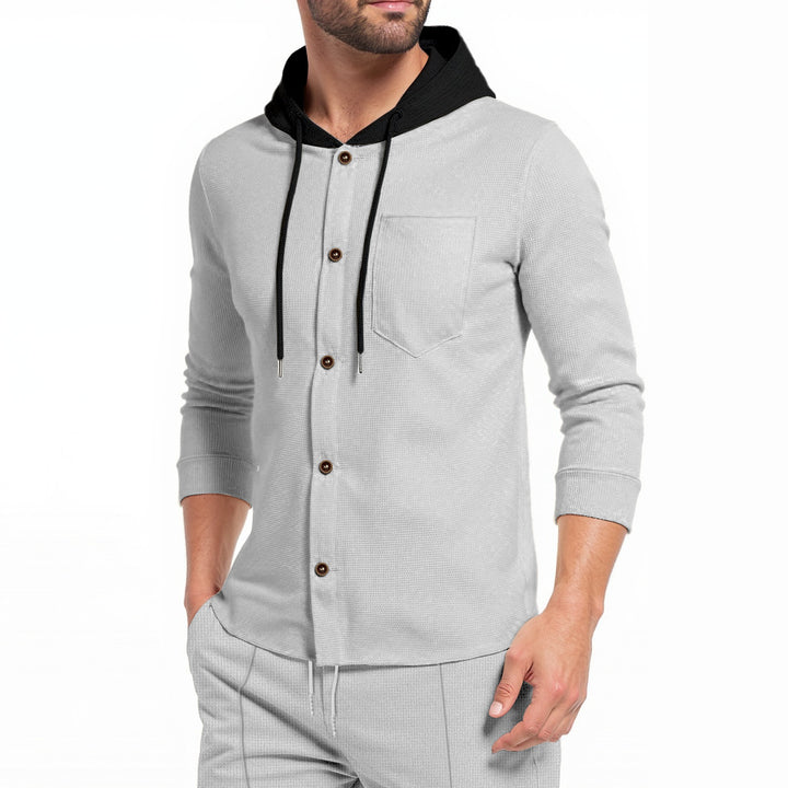 Trendy hooded shirt for men with button placket and practical breast pocket Lune London