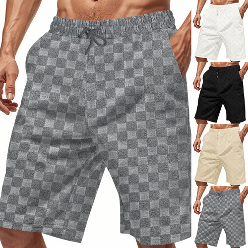 Casual beach shorts for men with elastic waistband and modern checked pattern Amarae