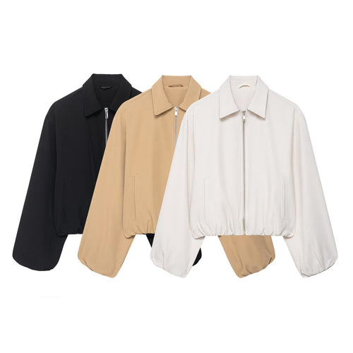 Trendy transitional jacket for women with fashionable design and elastic waist Amarae
