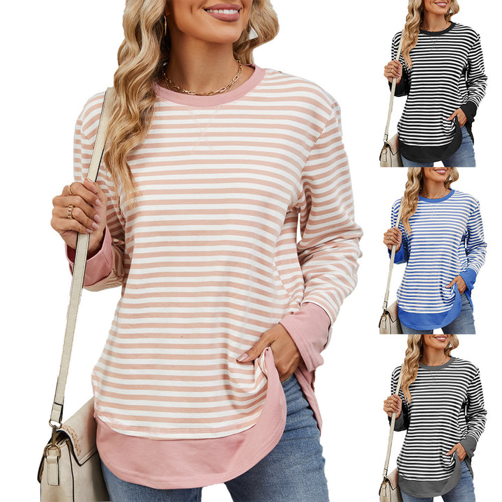 Striped sweatshirt for women with a relaxed fit and practical pockets Lune London