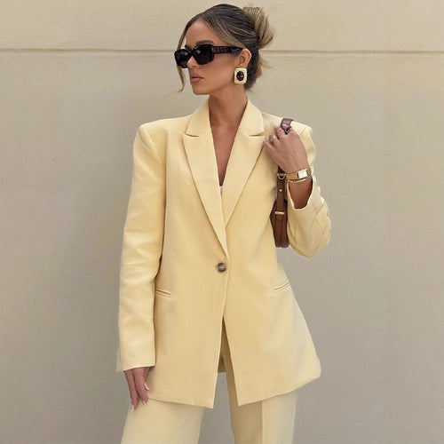 Women's Elegant Oversized Blazer with High Waist and Wide Leg Pants Amarae