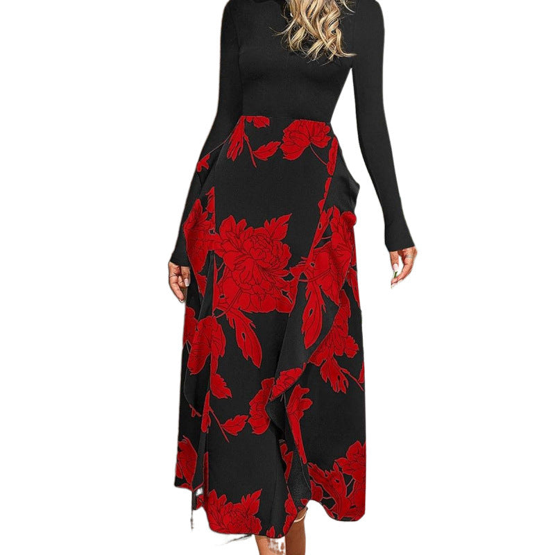 Maxi skirt for ladies with floral ornaments and a flexible waist Lune London