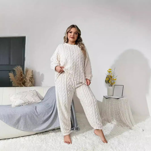 Knitted loungewear set for women with textured pattern and elastic waistband Amarae