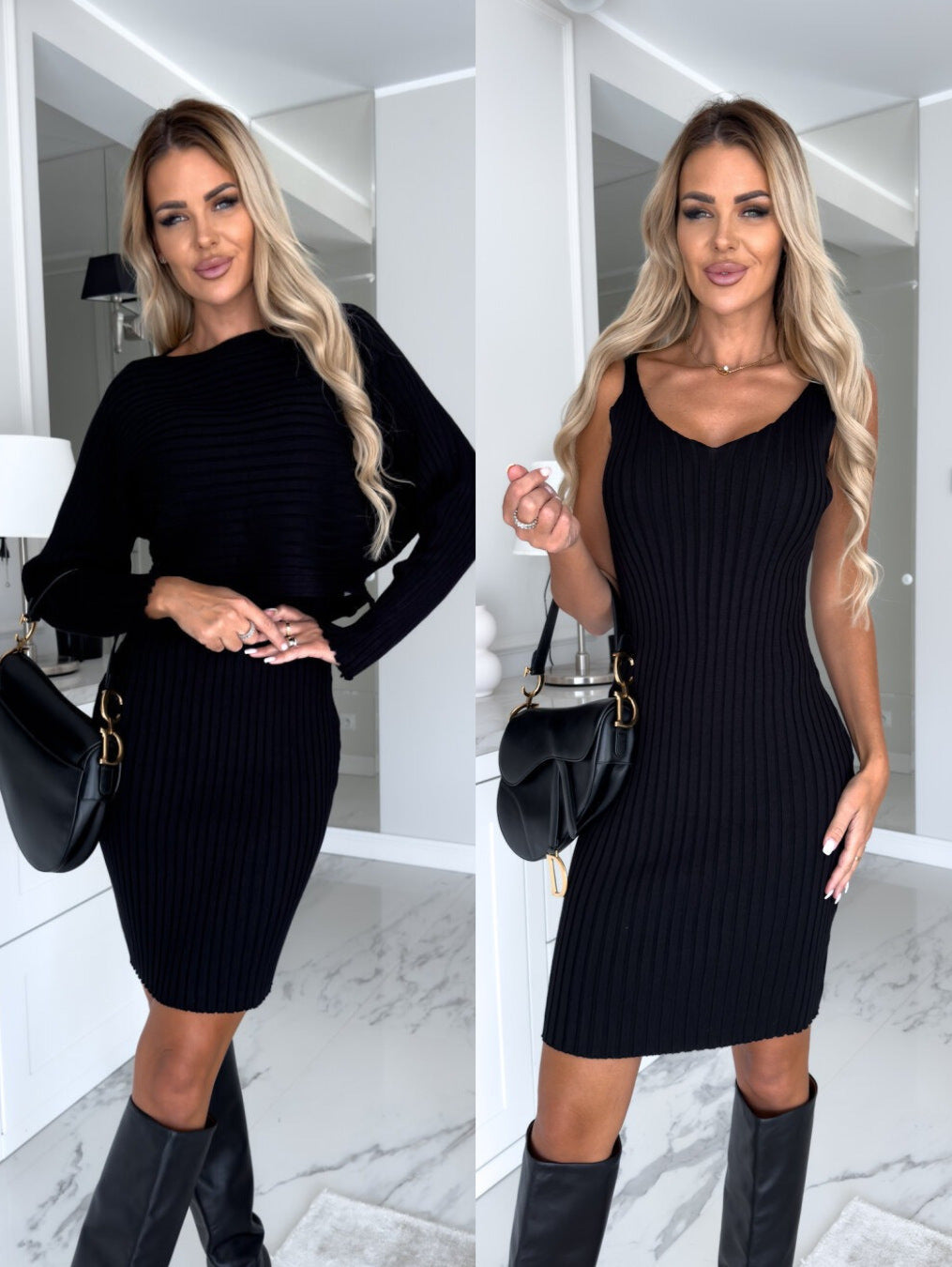 Chic Ribbed Knit Bodycon Dress for Women