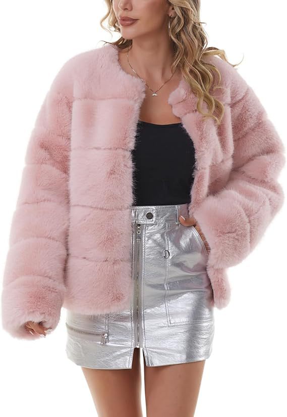 Ladies Cozy Faux Fur Jacket with Puff Sleeve Design Heidi Style