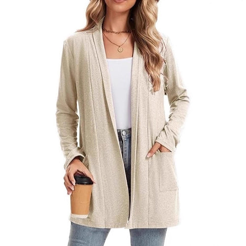 Veste en tricot à manches longues pour femmes, ouverte à l'avant et avec poches Chic & Stil