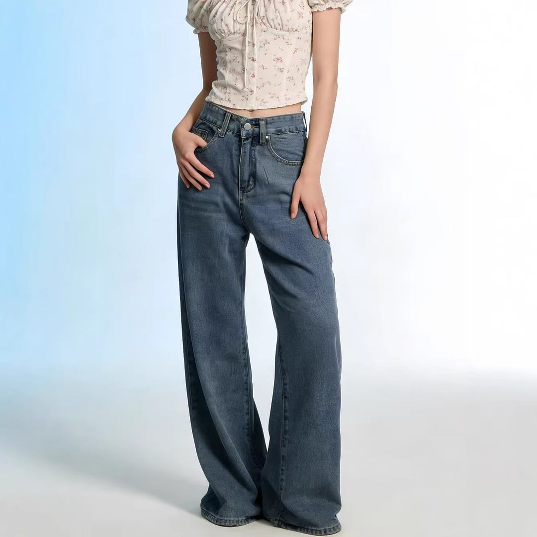 Women's Wide High-Waist Jeans with Special Stitching Details Lune London