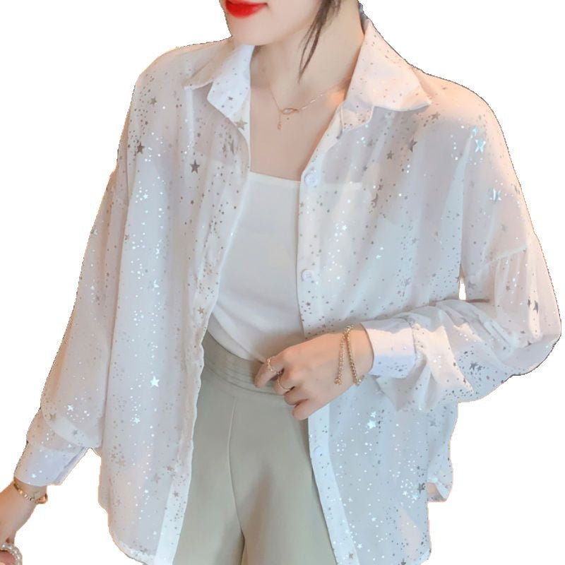 Blouse transparente pour femmes avec des étoiles scintillantes Chic & Stil