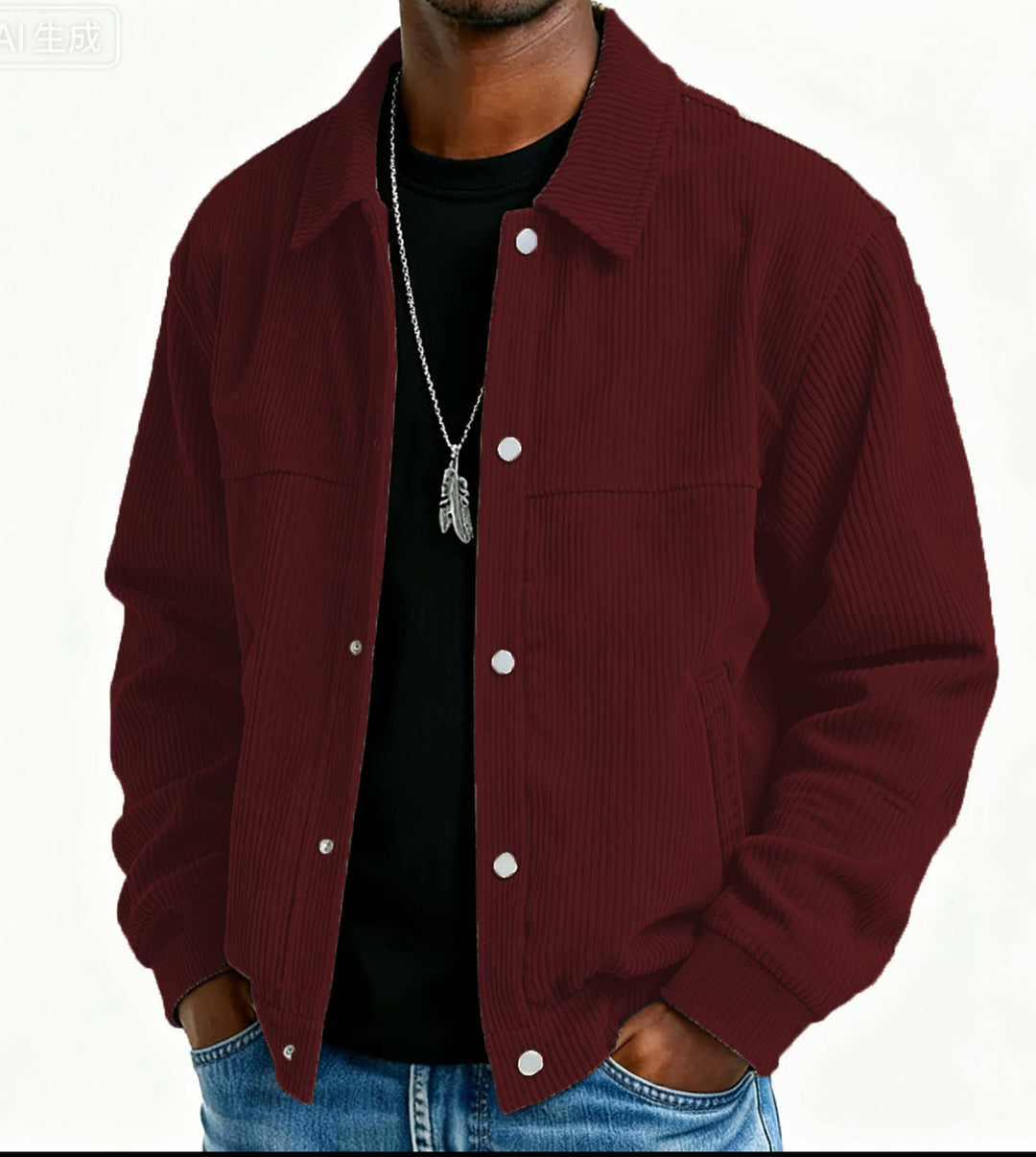 Men's cord jacket with pockets and quilted design Lune London