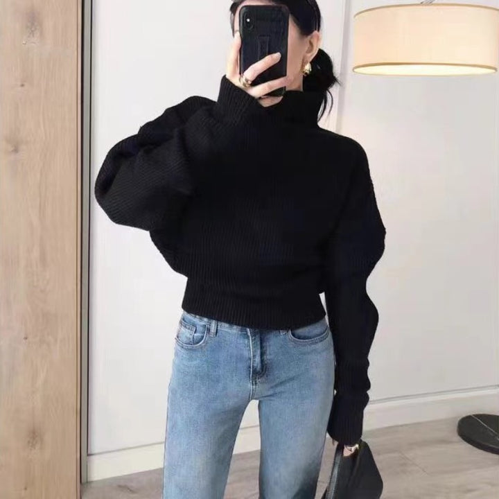 Pull turtleneck à la mode pour femmes avec un motif de tricot texturé et des manches larges Chic & Stil