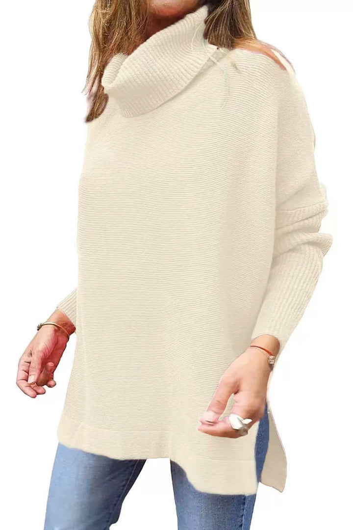 Oversized sweater for women with high collar and knit texture Lune London