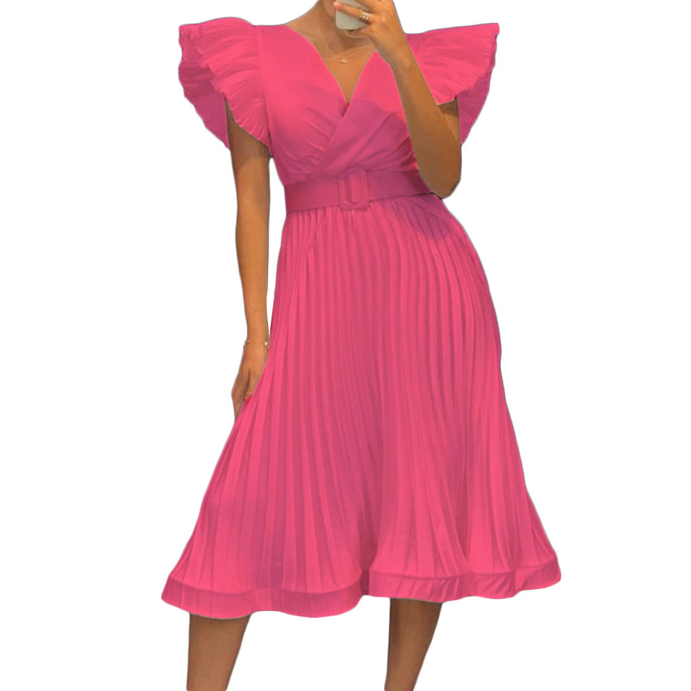 Wrap dress for women with elegant pleated folds and a fitted belt Lune London