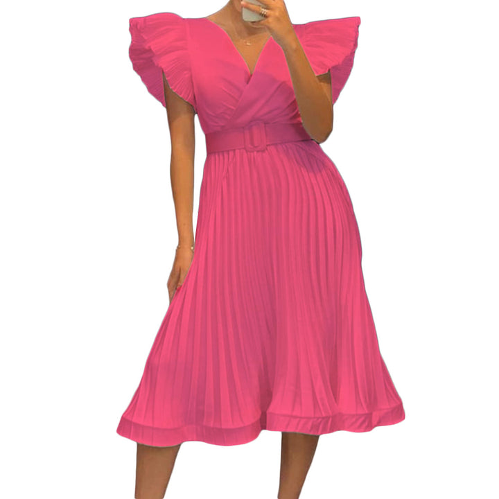 Wrap dress for women with elegant pleated folds and a fitted belt Lune London